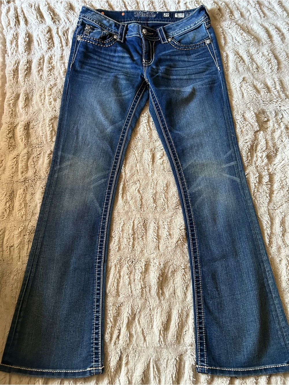 Miss Me Blue Flare Jeans with Contrast Stitching